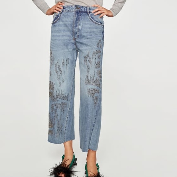 zara beaded jeans